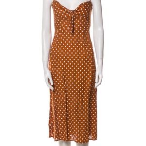 Faithfull the Brand Rust Polka Dot Midi Dress
